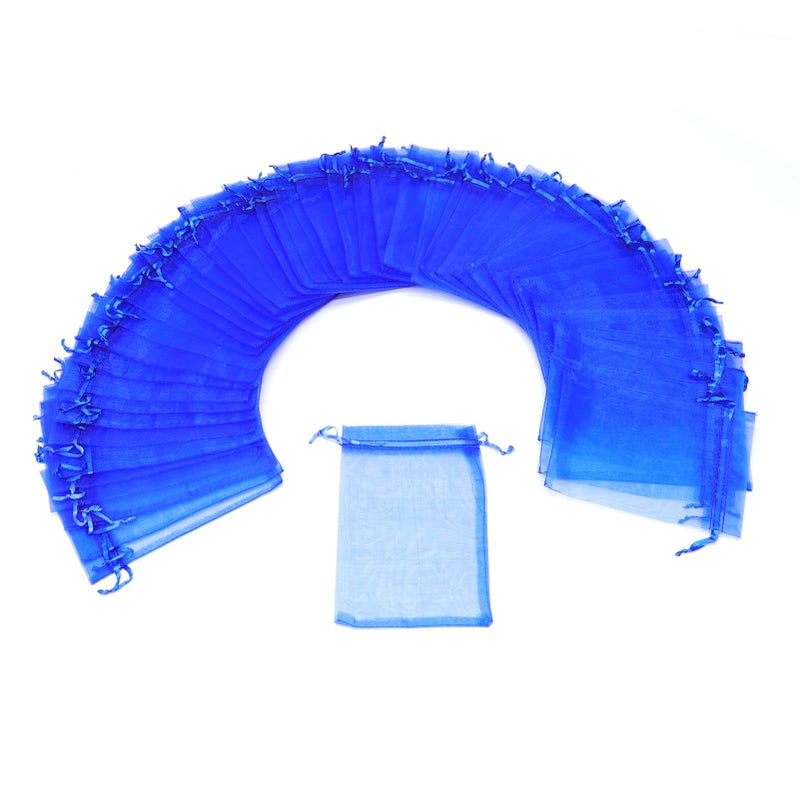 Bezall 100Pcs Royal Blue Organza Bags 3x4 Inch, Small Mesh Bags Drawstring Gift Bags Baby Shower Wedding Party Favor Bags Jewelry Candy Pouches - Image 2